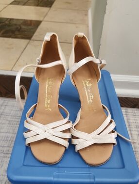 White Mountain Ballroom Ivory Strappy Ankle-Heel Sandals